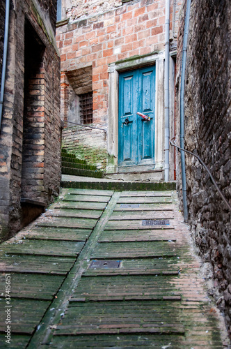 Old Italian front door in Urbino town  Italy