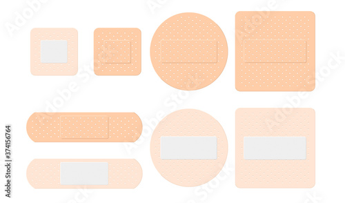 Set of medical bactericidal plaster. Medical plasters isolated on white background
