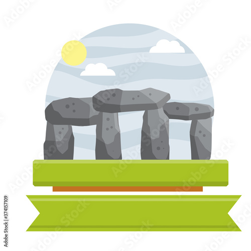 Stonehenge. English landmark. Structure is made of old stones.