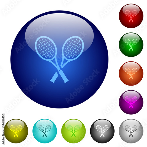 Two tennis rackets color glass buttons