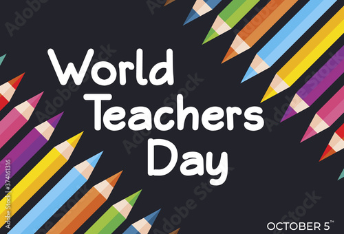 Flat Design Illustration Of World Teachers Day Template, Design Suitable For Posters, Backgrounds, Greeting Cards, World Teachers Day Themed

