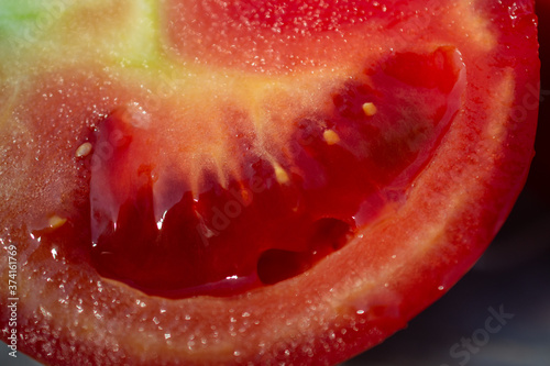 close up of red tomato