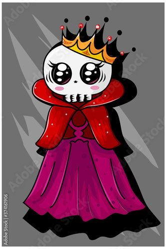 Skull girly using gold crown and red cloak