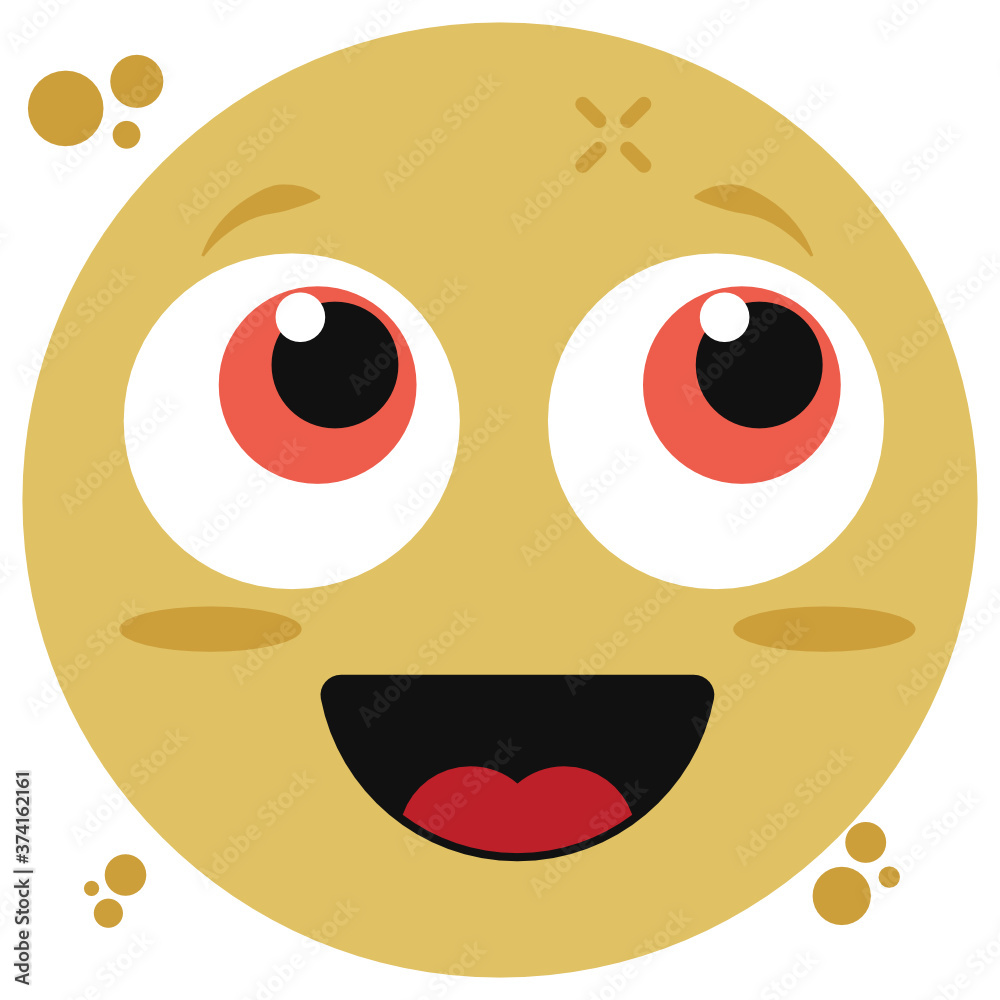 Fototapeta premium Cute facial expression, grinning emoji vector 
