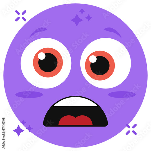 
A flat vector design of astonished emoji, amazed emoji in flat style 
