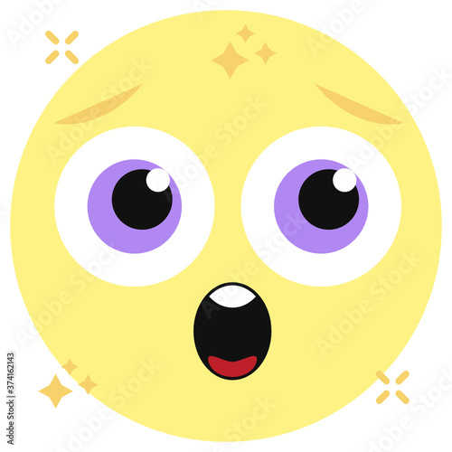 
A flat vector design of astonished emoticon in flat style 
