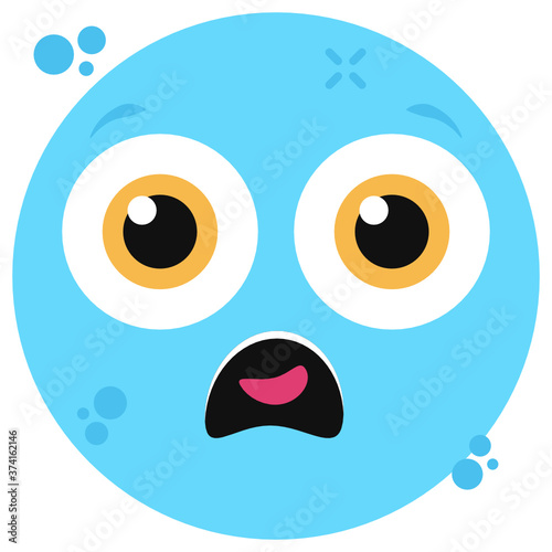 
A flat vector design of astonished emoji, emoticon in flat style 
