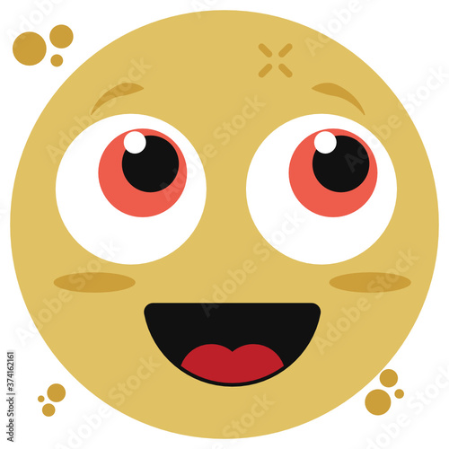 
Cute facial expression, grinning emoji vector 
