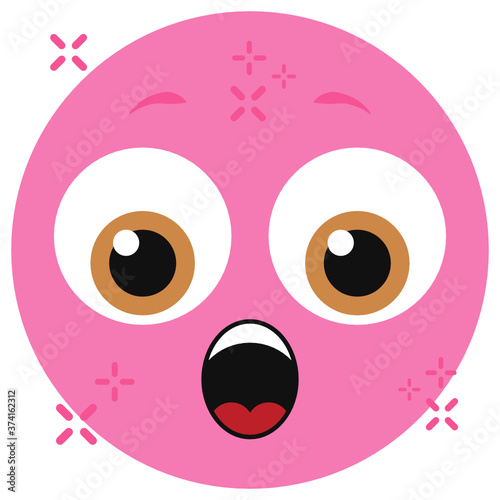 
Perky frowning face, flat icon in editable style 
