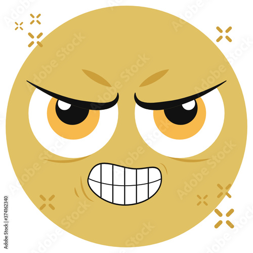 
Cute facial expression, grinning emoticon vector 
