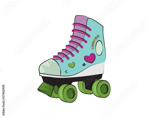 Roller Skate with Cute Icons Illustration