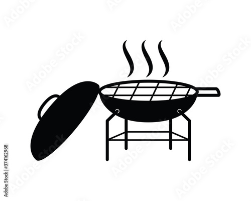 BBQ Grill Illustration with Silhouette Style