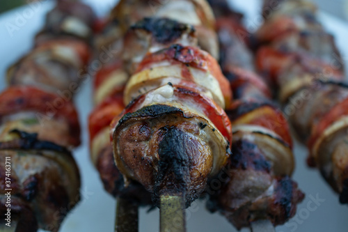 shish kebab on skewers