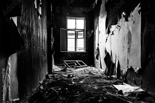 burnt house interior