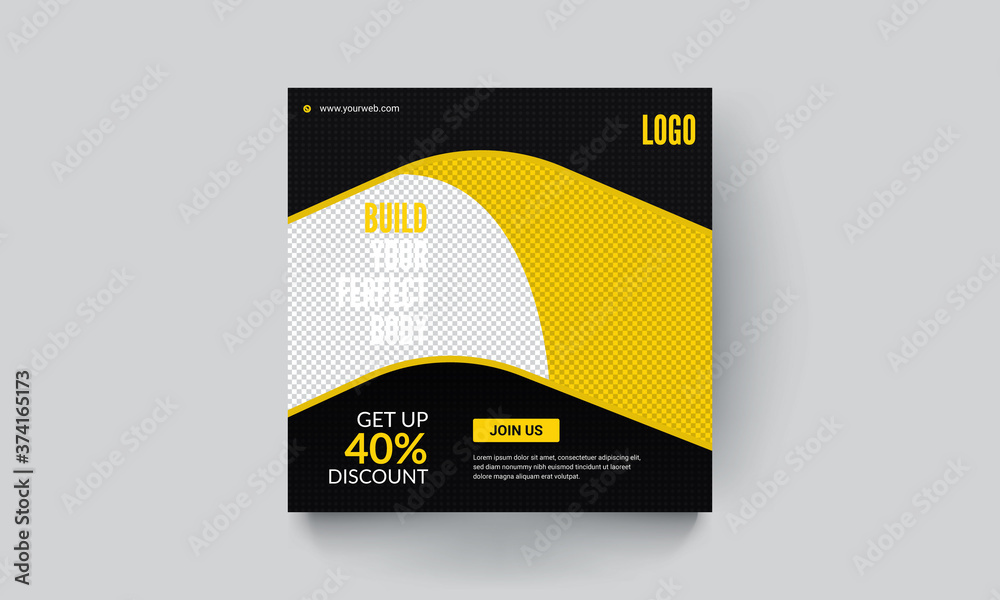 Gym social media ad template set, Gym social media post design