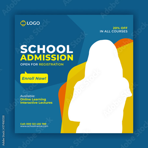 School admission social media banner template Premium Vector