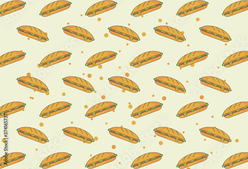Illustration Vector Graphic Of Hamburger Seamless Pattern, Suitable For Background With Fast Food Theme 
