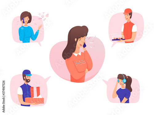 Woman talking with support service and friend