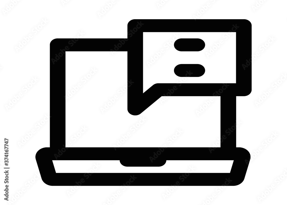 Laptop icon with message vector icon for apps and website Laptop icon with message vector icon for apps and website