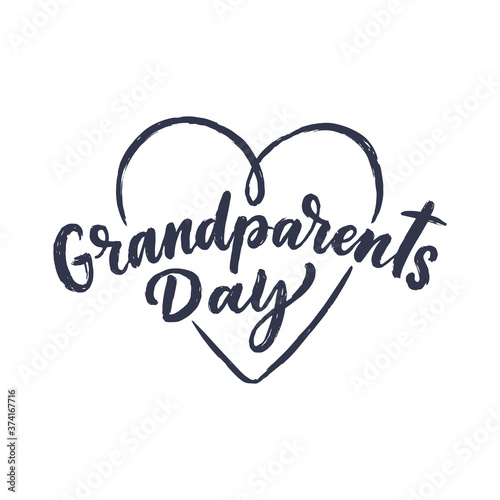 Hand drawn lettering phrase - Grandparents Day. Holiday celebration artwork for greeting cards, social network and web design. Vector