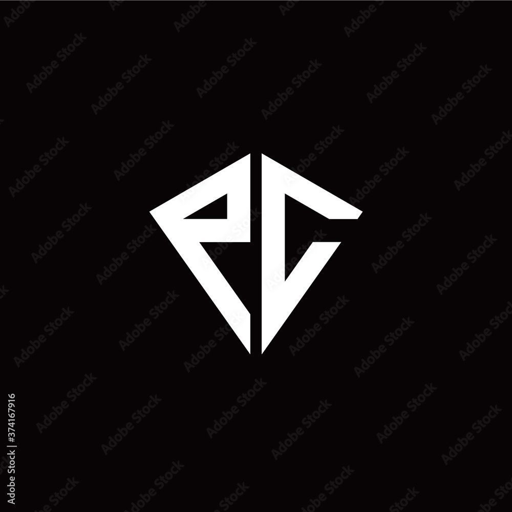 Initial P C letter with kite modern style logo template vector Initial P C letter with kite modern style logo template vector