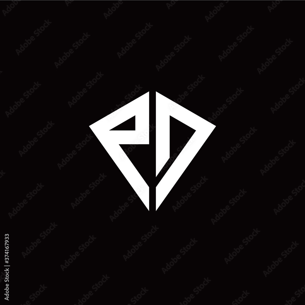 Initial P D letter with kite modern style logo template vector