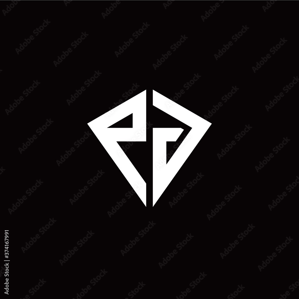 Initial P J letter with kite modern style logo template vector