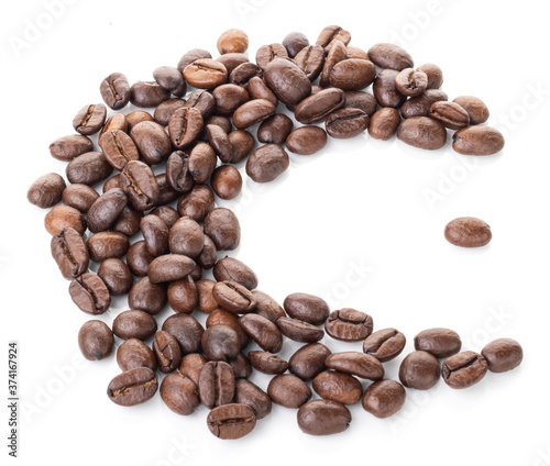 coffee beans Crescent isolated on a white background