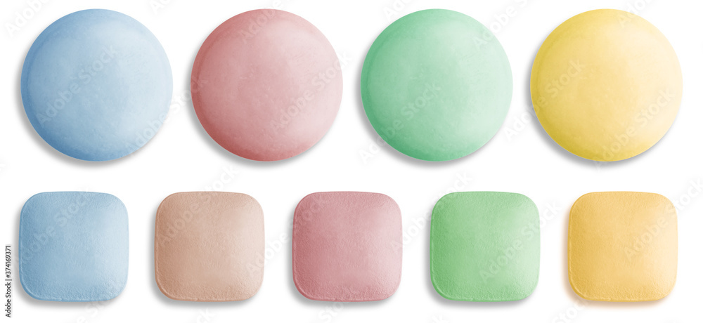Multicolored medical Pill icon set closeup isolated on white background. Medical colored Drugs Pills and Capsules. Medical, healthcare, pharmaceuticals and chemistry concept. Multicolored medical Pill icon set closeup isolated on white background. Medical colored Drugs Pills and Capsules. Medical, healthcare, pharmaceuticals and chemistry concept.