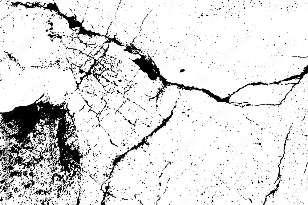 Cracked grunge urban background with rough surface. Dust overlay distress grained texture. One color graphic resource.