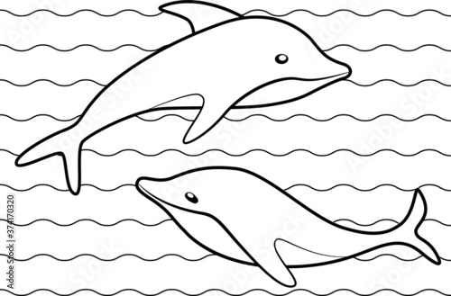 vector illustration of a dolphin. Coloring for Kids