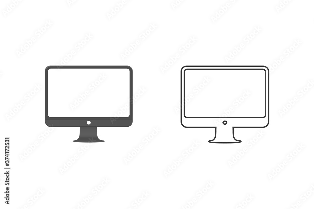 Monitor computer line icon set. Vector illustration Monitor computer line icon set. Vector illustration