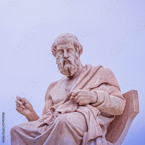 Plato marble statue the ancient Greek philosopher< Athens Greece