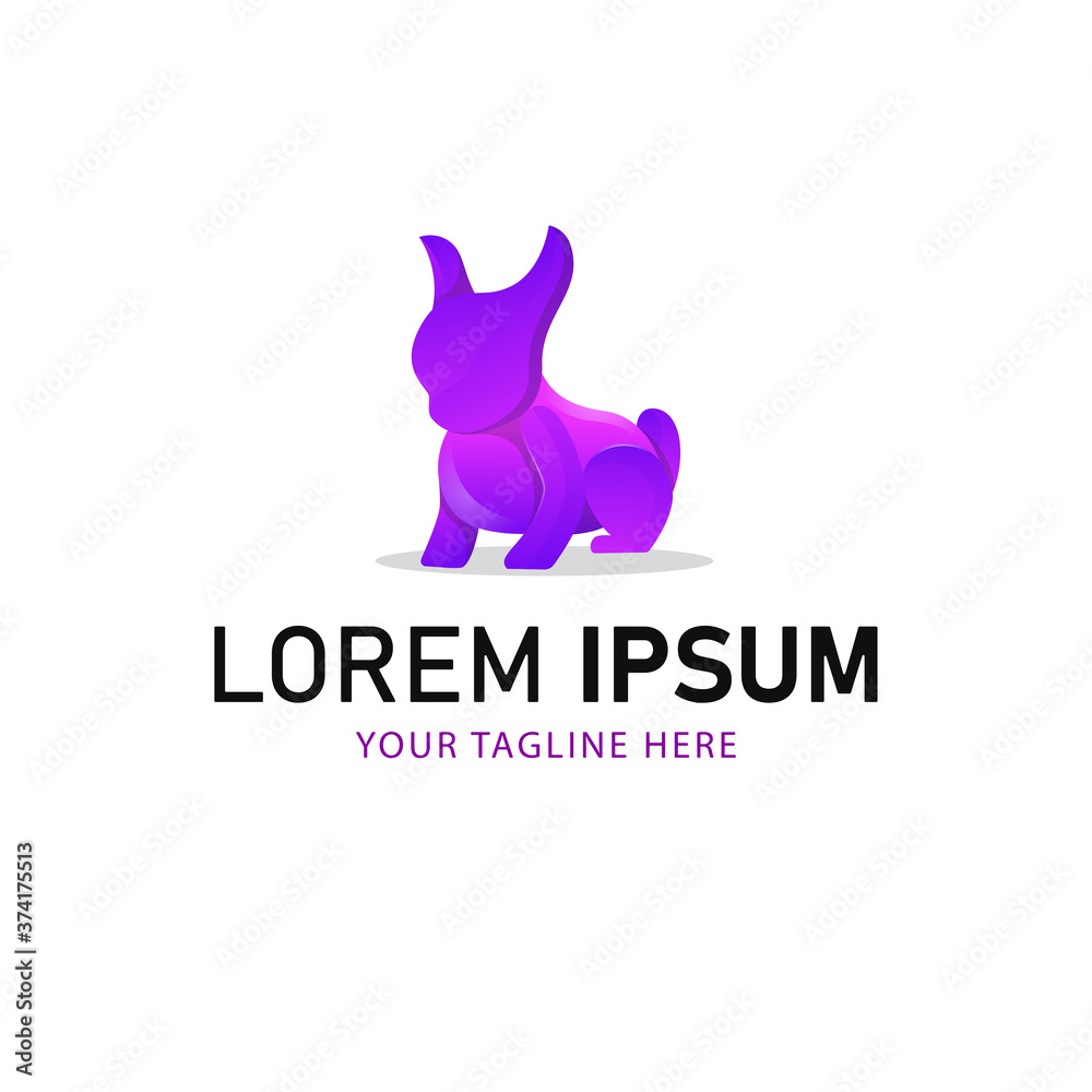 Rabbit Logo Design. Animal Logo Gradient Style Rabbit Logo Design. Animal Logo Gradient Style