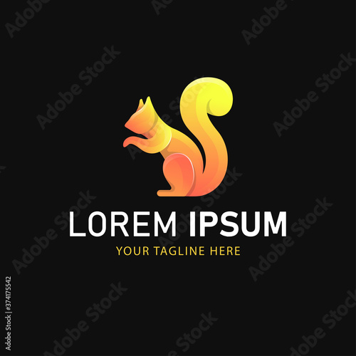 Squirrel Logo Design. Animal Logo Gradient Style