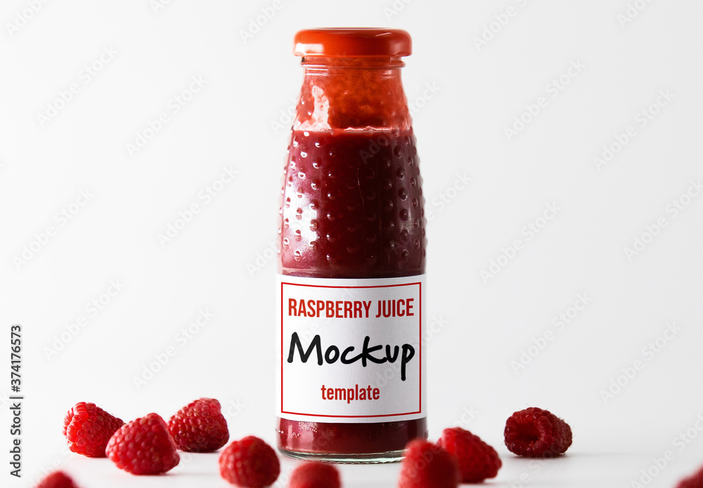Raspberry Juice Bottle Mockup Stock Template Adobe Stock