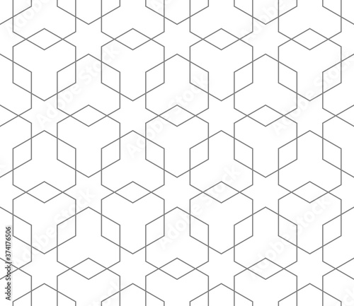 Vector seamless geometric pattern. Modern thin hexagon grid texture.