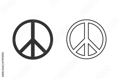 Peace sign line icon set vector illustration