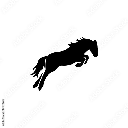 Jumping horse sillhouette. Logo icon vector illustration.