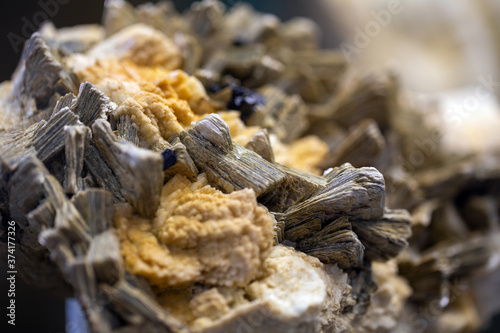 Mineral pegmatite interspersed with morion crystals