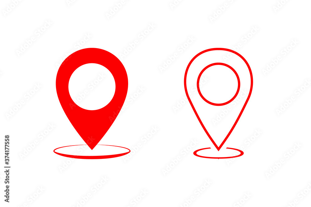 Red pin line icon set vector. Location icon. Map pointer icon Red pin line icon set vector. Location icon. Map pointer icon
