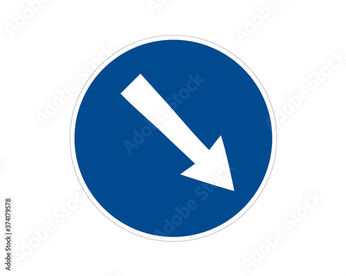Traffic sign, commanded direction of travel, vector icon