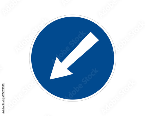 Traffic sign, commanded direction of travel, vector icon