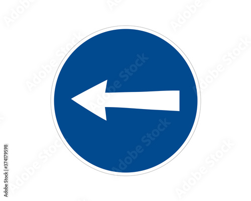 Traffic sign, commanded direction of travel, vector icon