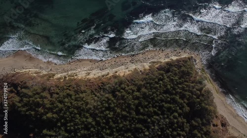 Summer scenes sea and beach shot from the air