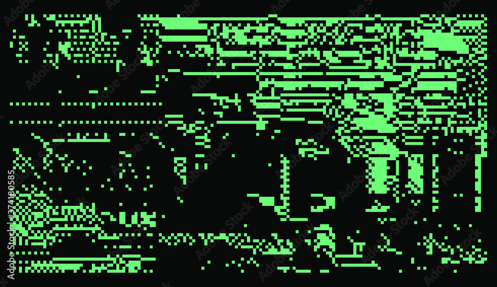 Abstract pixelated background with flickers and datamoshing effect. Cyberpunk style aesthetics.