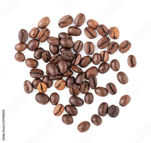 Coffee beans isolated on a white background close-up