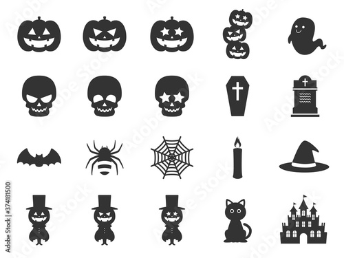 ハロウィンのアイコンイラストセット