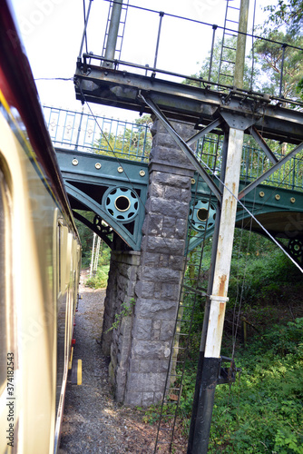 Train from Haverthwaite to lakeside on windermere, in the lake district, england, uk photo