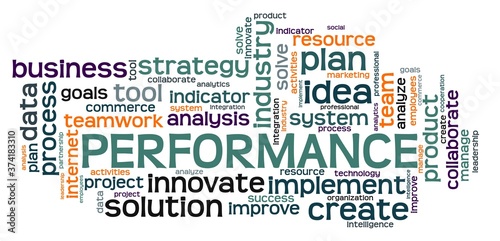 Performance vector illustration word cloud isolated on a white background.